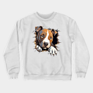 Baby Staffordshire Bull Terrier Dog Peeking Crewneck Sweatshirt